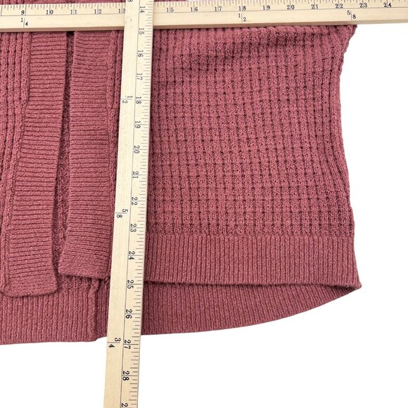 Express Women's Ribbed Pink Open Front Cardigan Sweater LG Long Sleeve Mauve - Picture 4 of 6